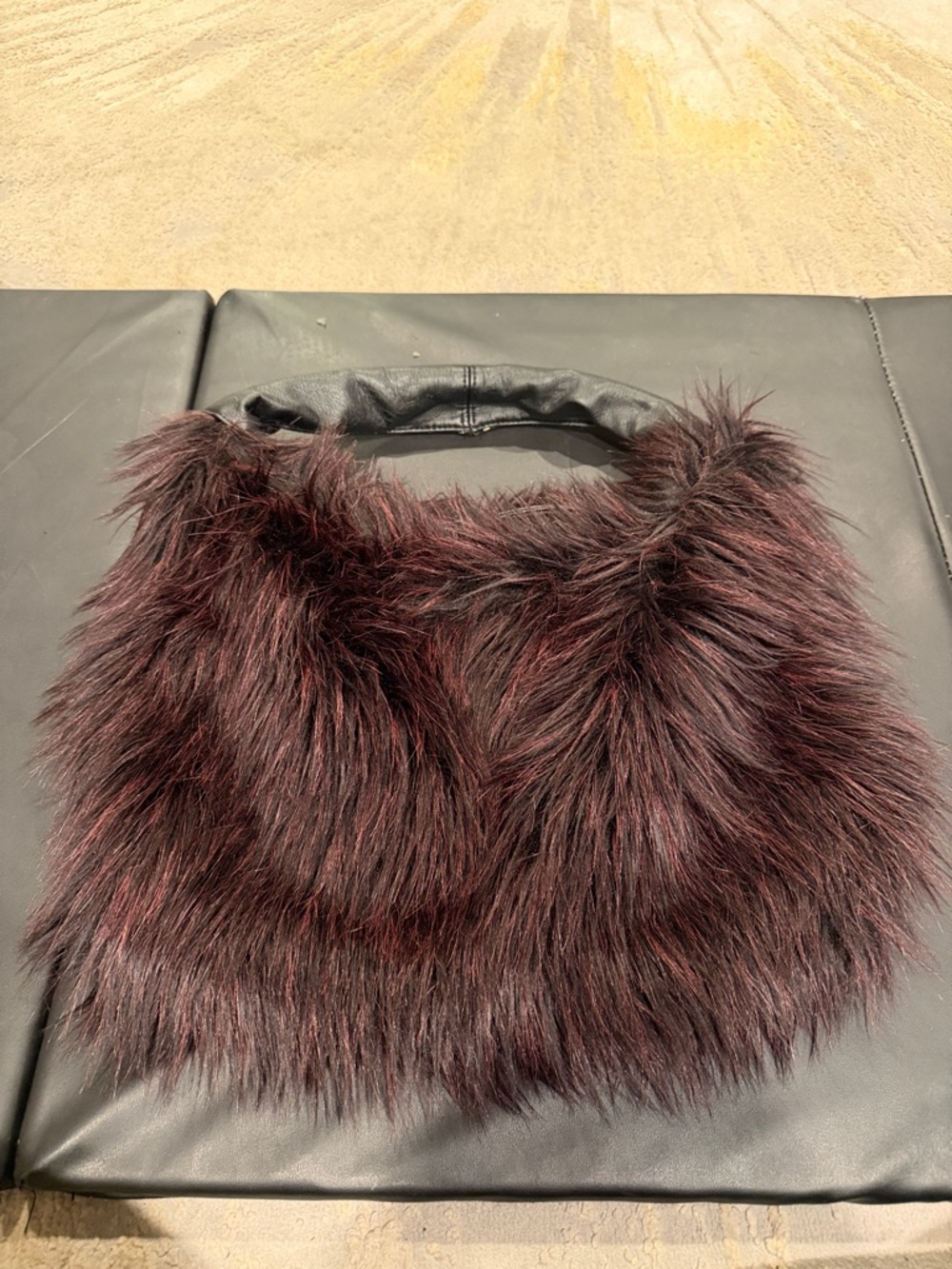 Sherry‎ Cassin NEW YORK  Faux-fur & Brown red fur big Hobo bag